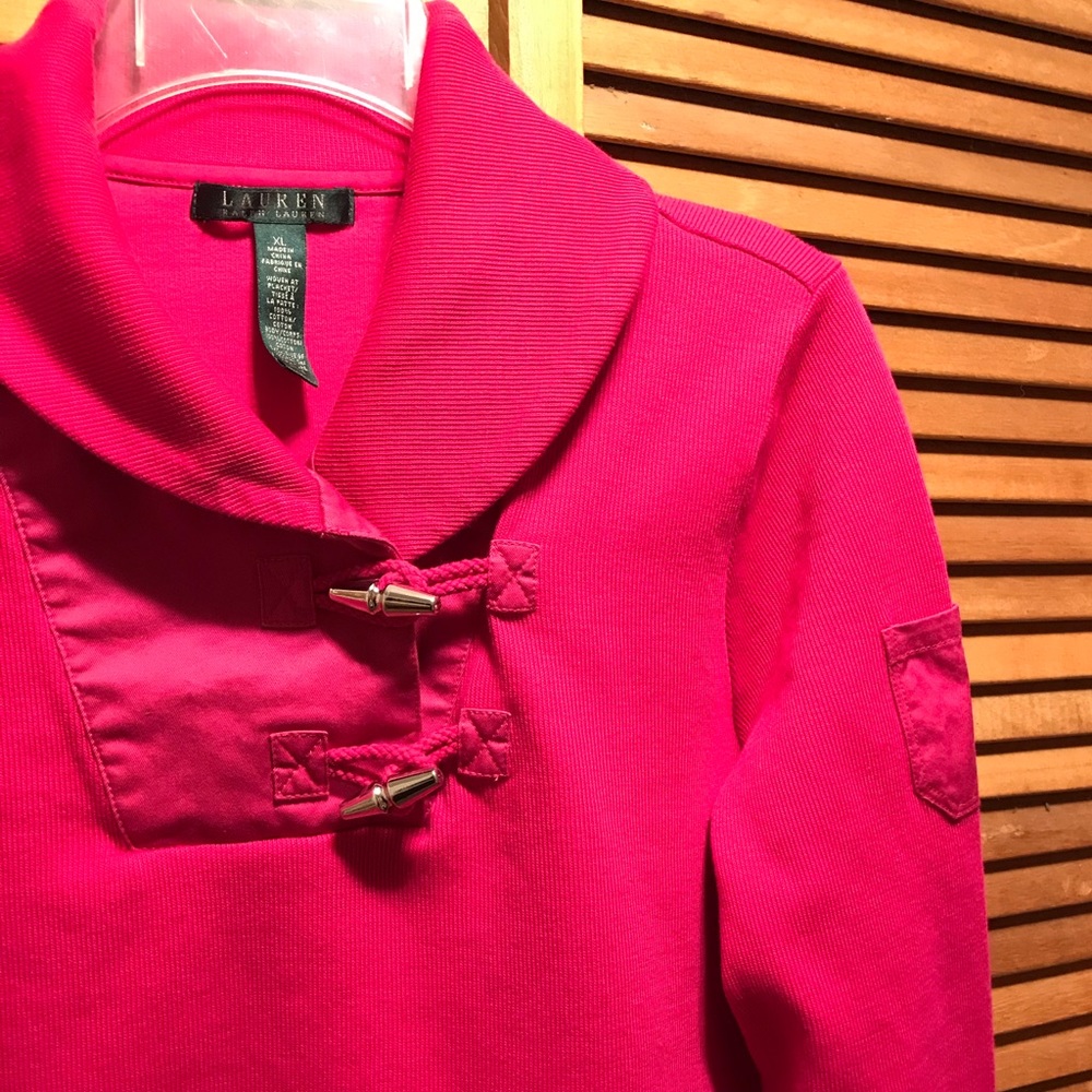 Lauren Ralph Lauren Raspberry Toggle Button Top - image 4